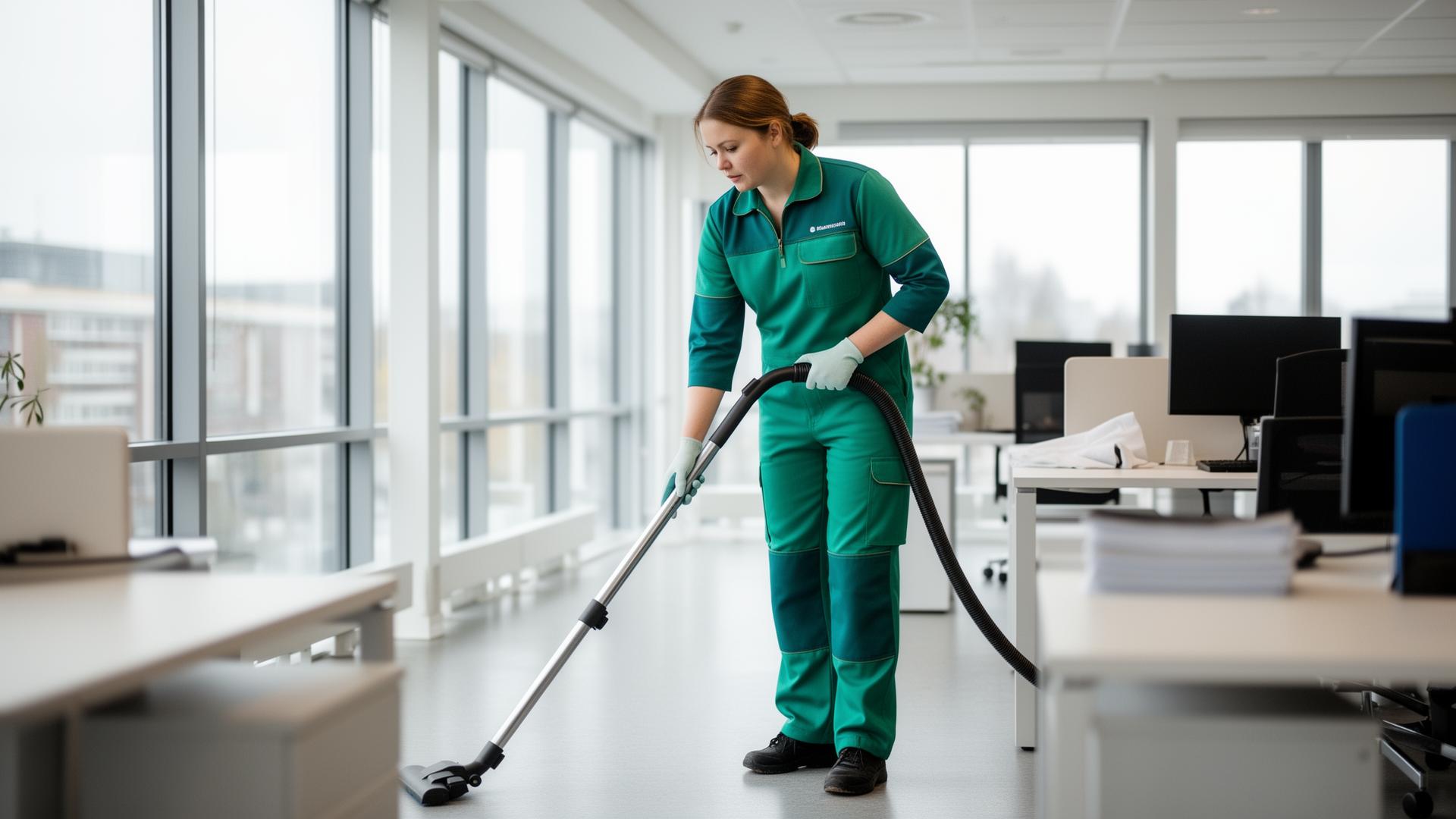 A cleaning professional using Eemel One on a tablet